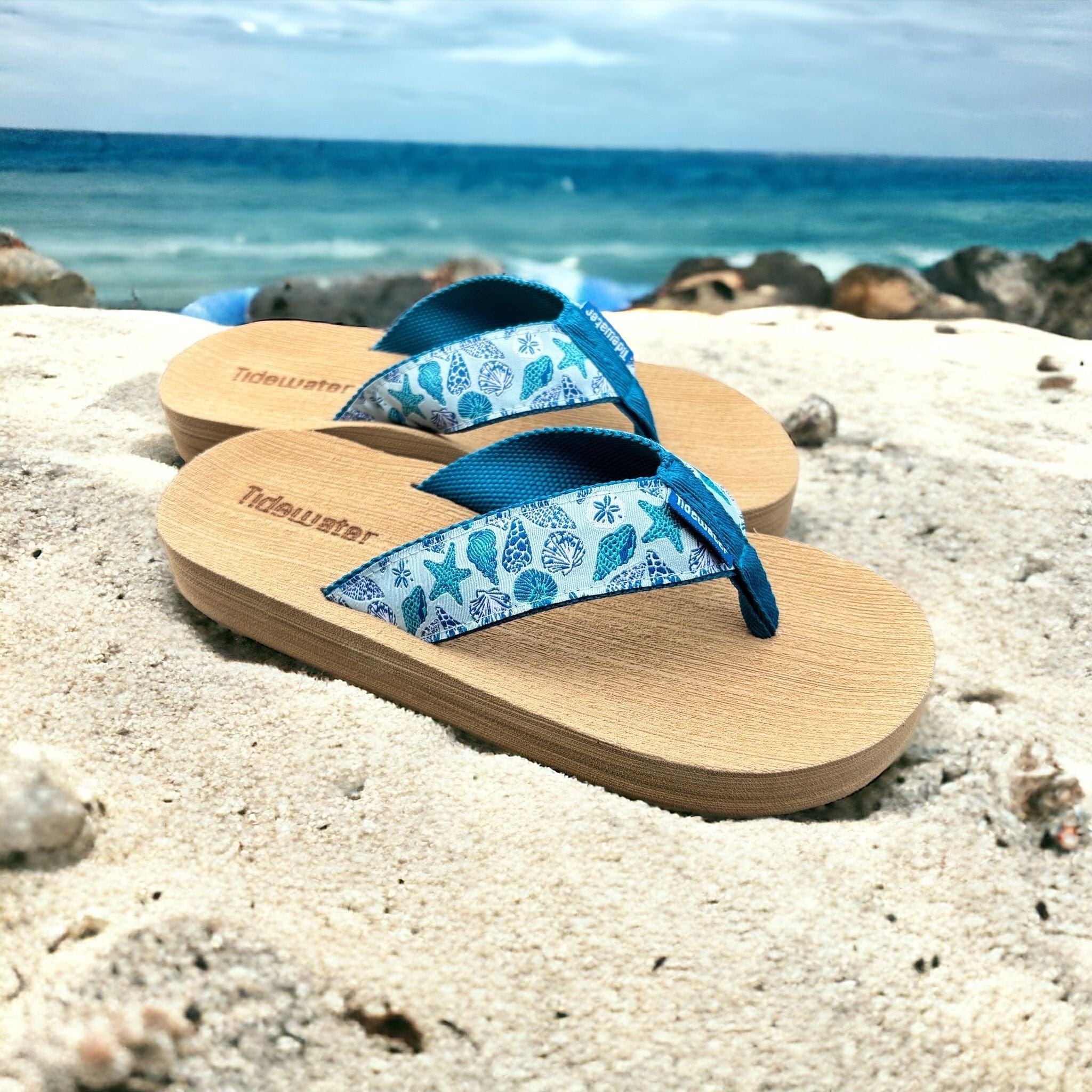 Blue Shells Flip Flops – Comfortable Arch Support Sandals