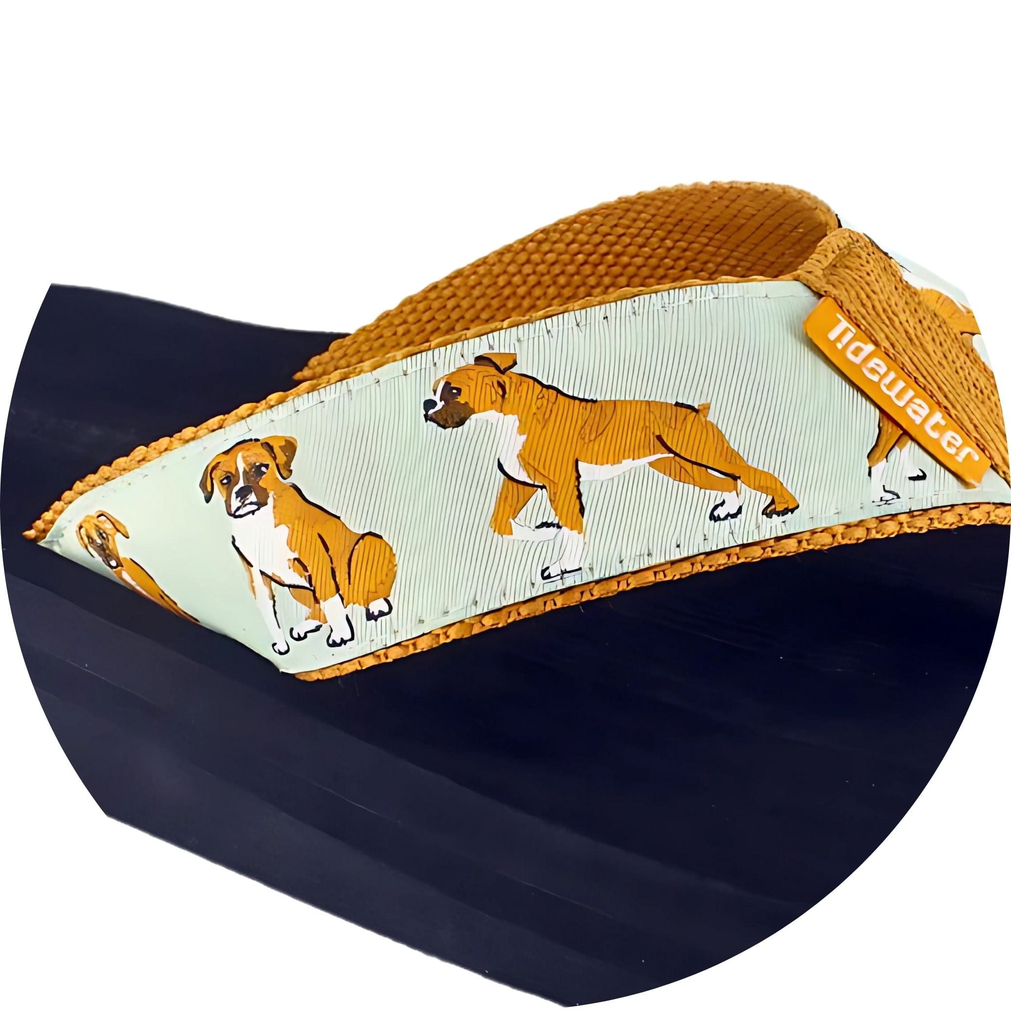 Tidewater Sandals featuring a playful dog print on a comfortable strap, perfect for casual summer outings.
