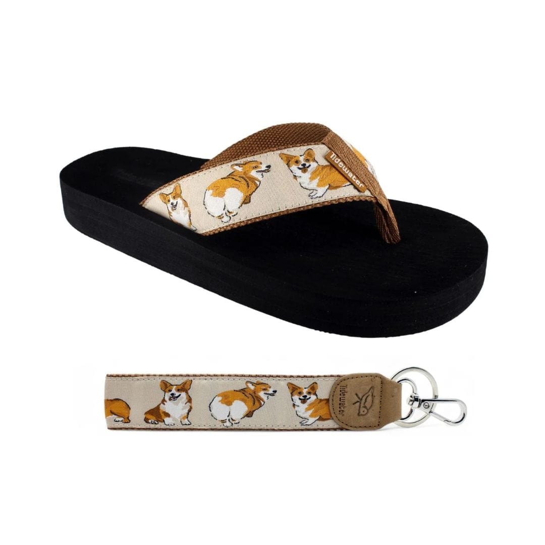 Corgi Flip Flops & Matching Keychain