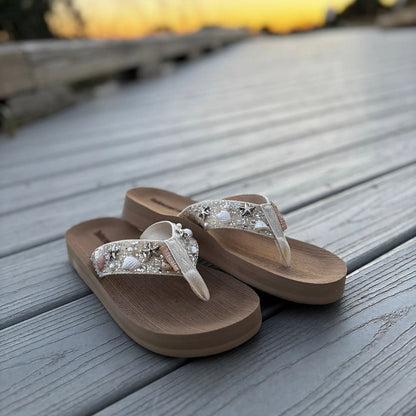 Embellished Beach Seashell Wedding Flip Flops Tidewater Sandals