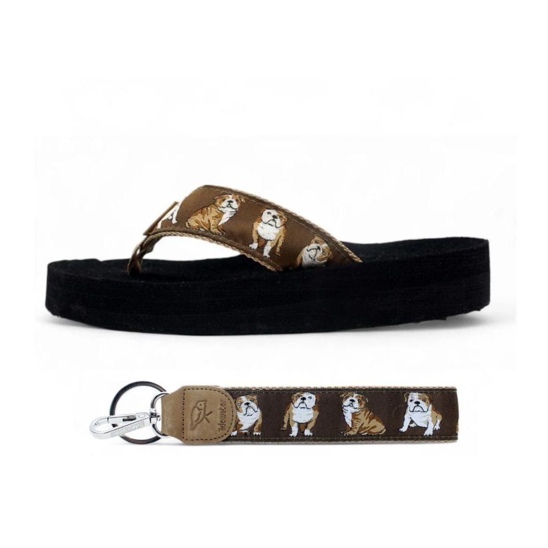 English Bulldog Flip Flops &amp; Matching Keychain