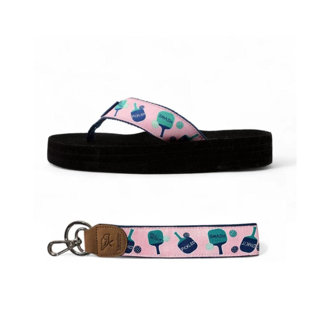Pickleball Flip Flops &amp; Matching Keychain