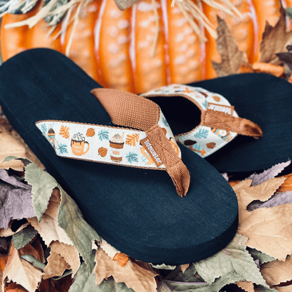 Pumpkin Spice Latte Flip Flop Sandals
