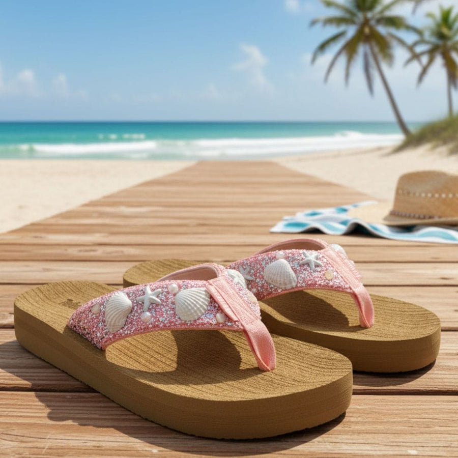 Seaside Sparkle by Tidewater Sandals | Glitter Seashell Flip Flops