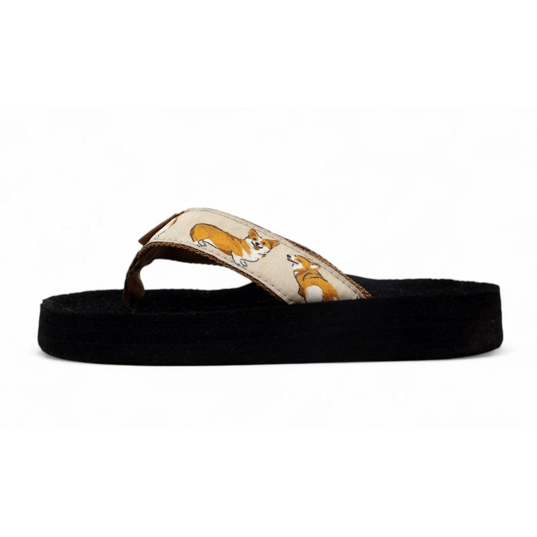 Corgi Flip Flops - Black & Tan Corgi Flip Flops - Black & Tan