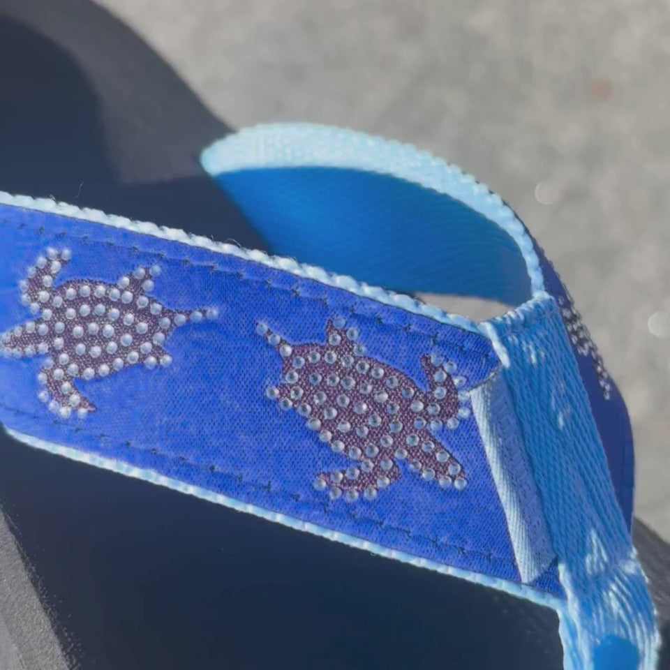 Rhinestone Sea Turtle Flip Flops